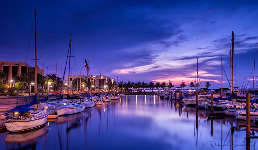 Marina photographed during twilight