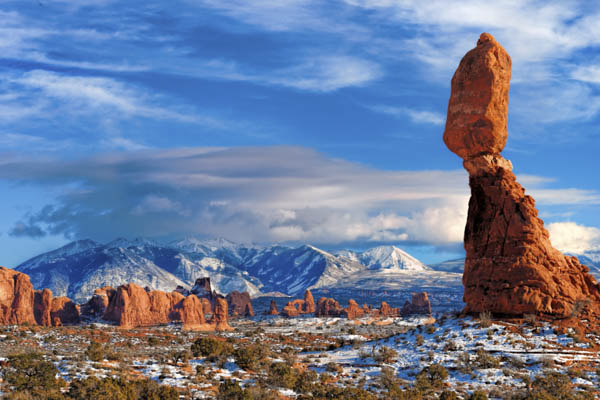 Balanced Rock, Windows section and the La Sal Mountains