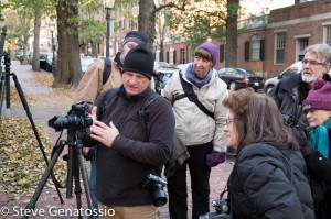 Charming Hunt's Photo Walk Instructor Don Toothaker discussing photographic technique during his Beacon Hill Photo Walk