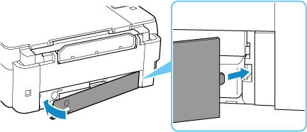 Align the tab on the back of the maintenance cover with the hole on the printer and close it