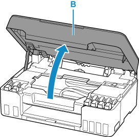 Open the scanning unit / cover (B)